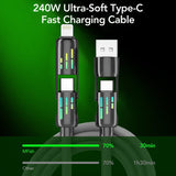 كابل USB-C رباعي في واحد بقدرة 240 واط